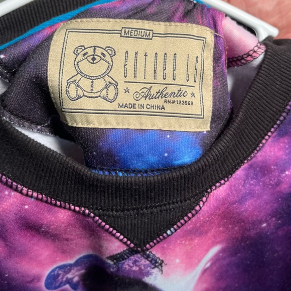 Entree LS Astro Teddy Bear Men’s Pullover Sweat Shirt with pockets Size M - Picture 4 of 5